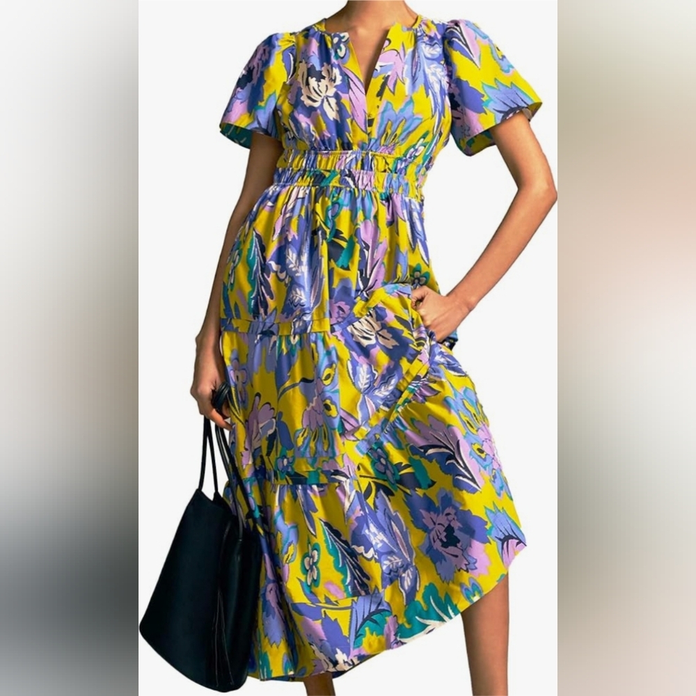 Smocked Maxi Sundress with Flutter Sleeves (Anthropologie Somerset Lookalike)